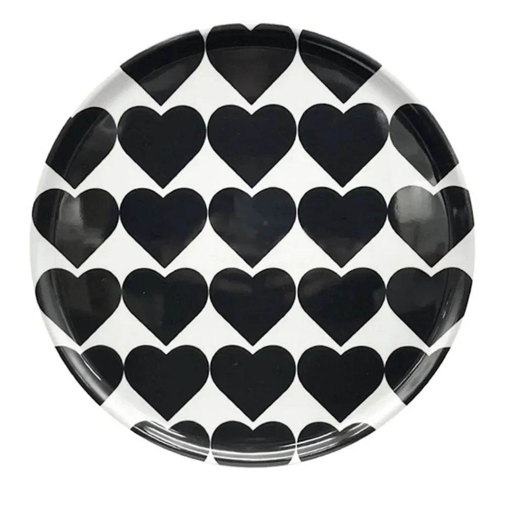 At‎ Home Dinner Plates Set of 4 - Pink, Black, White, Hearts